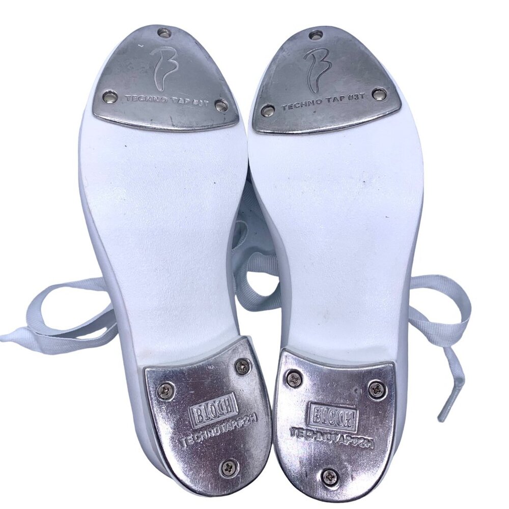 Bloch White Mary Jane Tyette Student Tap Shoes Child Size 2 Dance Recital - Picture 7 of 9